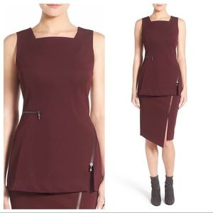 Halogen Square Neck Vest Lon Line Zip Top Blouse Sleeveless XS 0 2 XXS